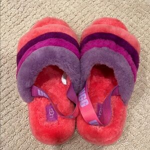 UGG Vibrant Pink and Purple Fluffy Slippers